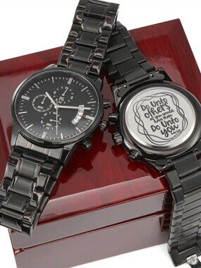 Do Unto Others Engraved Stainless Steel Watch Inspirational Message Luxury  B